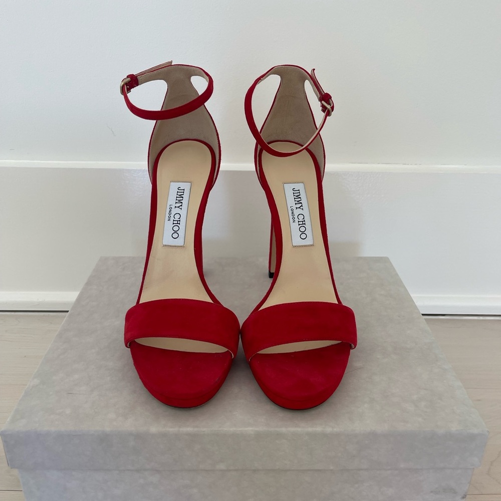 Red suede Jimmy Choo Sandals